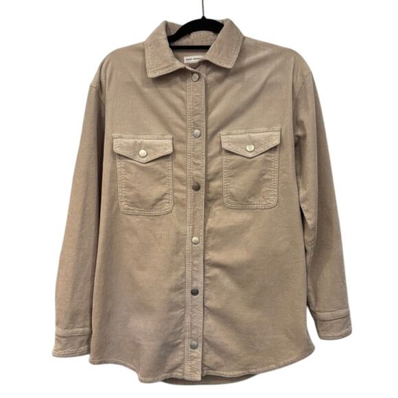 Good American Corduroy Shacket Womens Size 00 / 0 XS/Small Bone Beige Snap Front - Picture 1 of 8